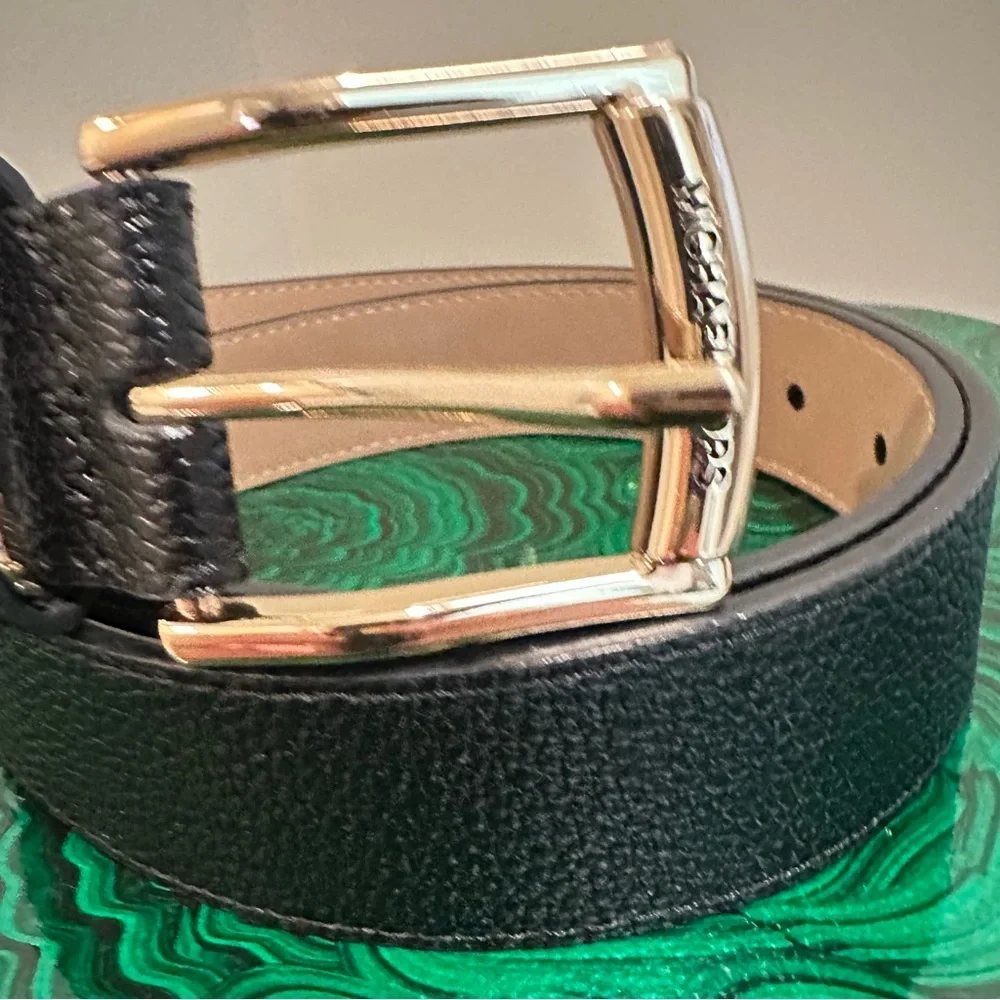 NWT Michael Kors Black & Gold Leather Belt Size Small - Picture 3 of 5